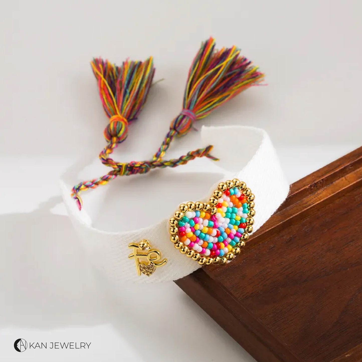 Pulsera de mujer con forma de corazón de, de tela, vidrio