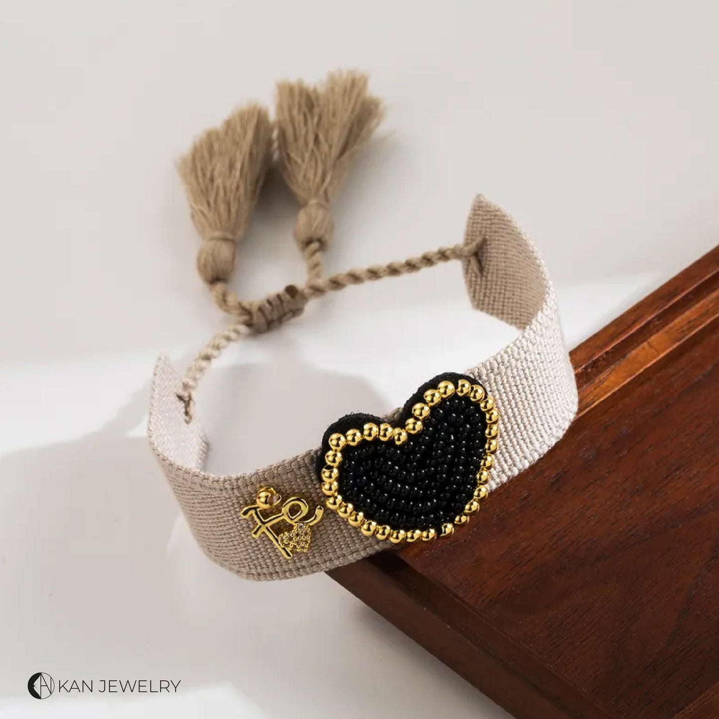 Pulsera de mujer con forma de corazón de, de tela, vidrio