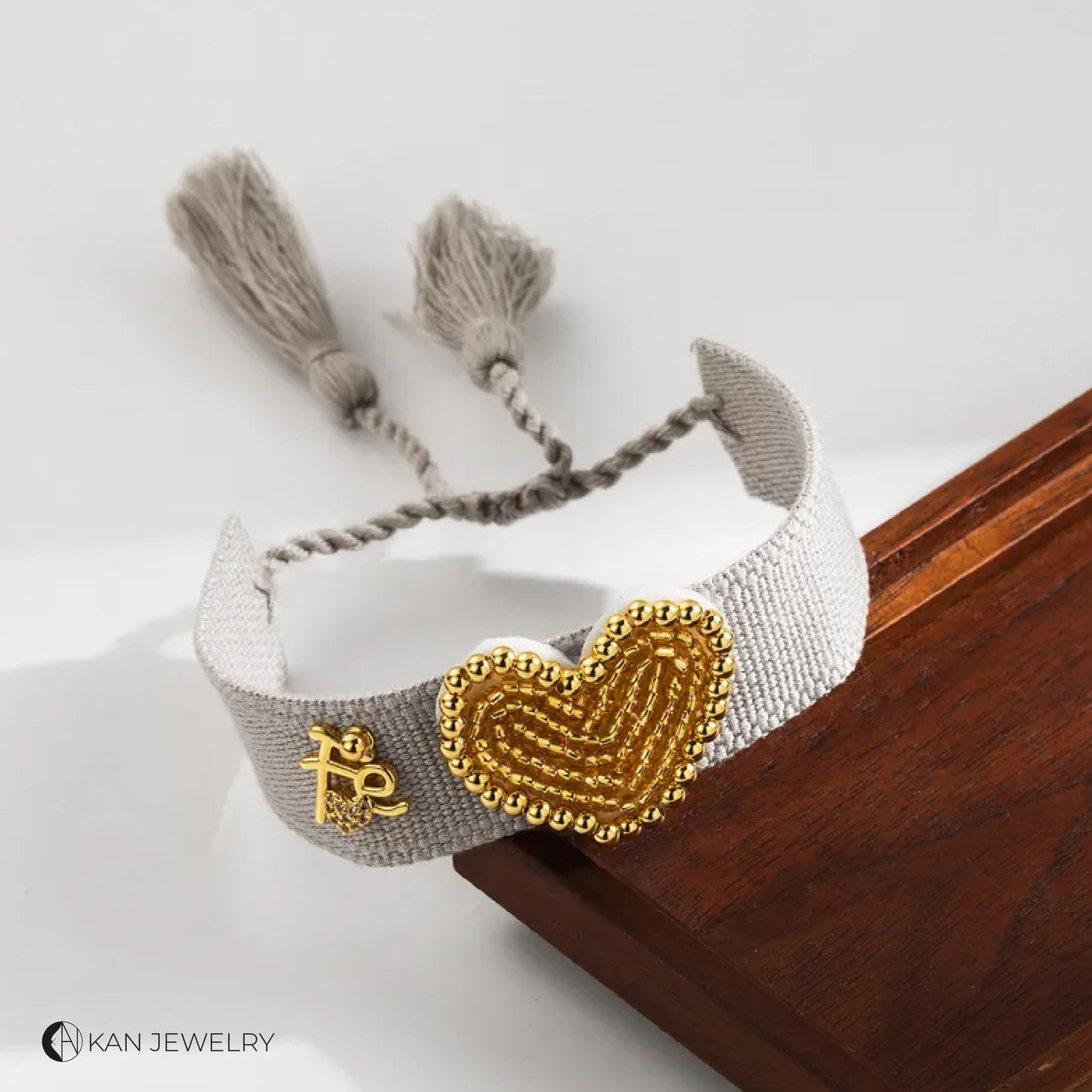 Pulsera de mujer con forma de corazón de, de tela, vidrio