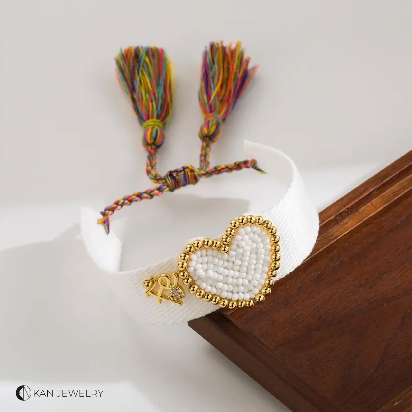 Pulsera de mujer con forma de corazón de, de tela, vidrio