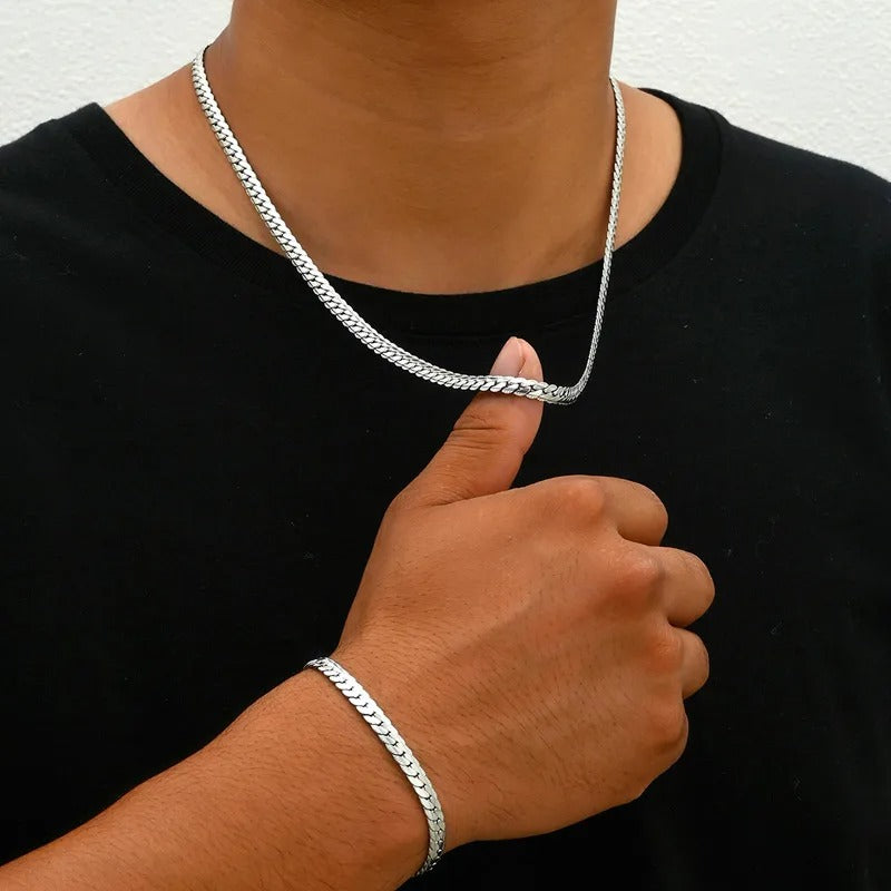 Conjunto cadena y pulsera de acero inoxidable