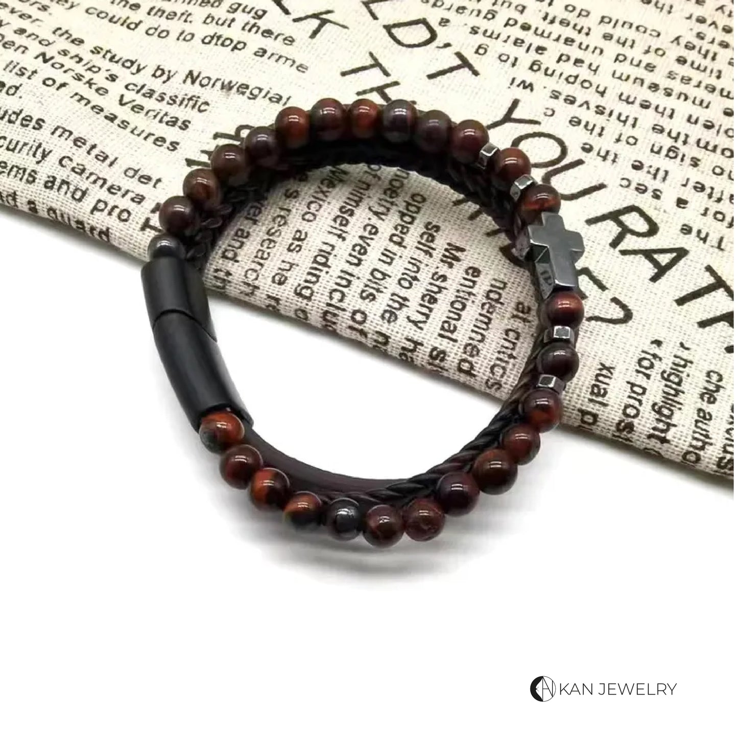 Pulsera de cuero con piedras naturales