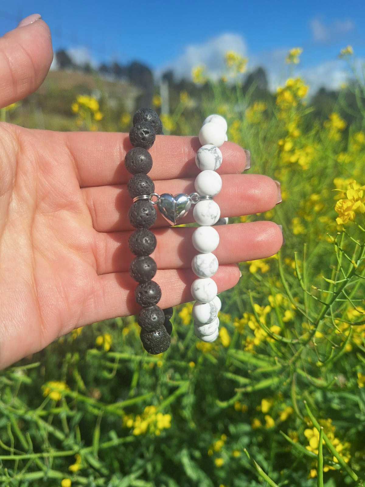 Pulseras de pareja con piedras naturales