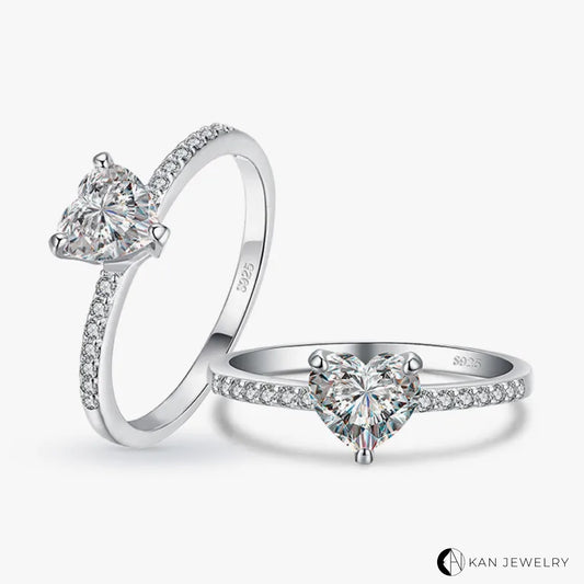 Anillos de plata 925 con forma de corazón con cristal de circonita