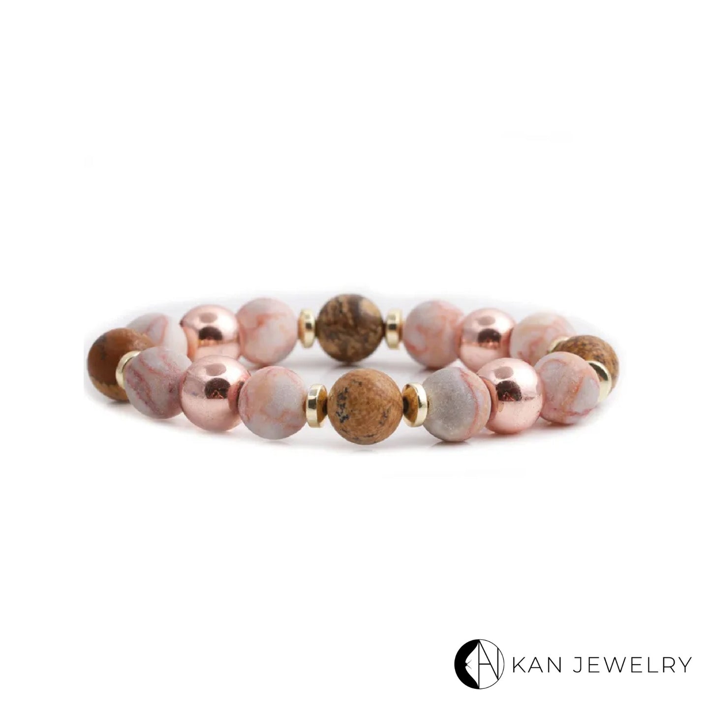 Pulsera de piedra jaspe zeba rosa