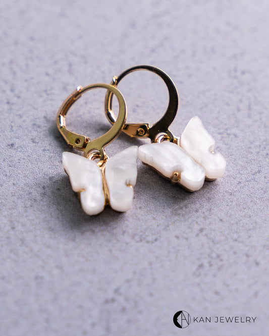 Aretes de mariposa concha de nácar