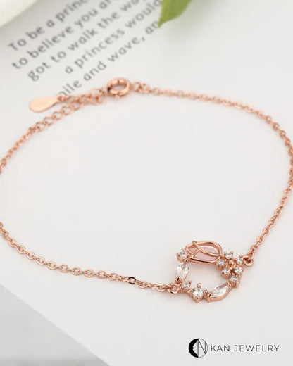 Pulsera de tulipán Oro Rosa con cristal de ópalo