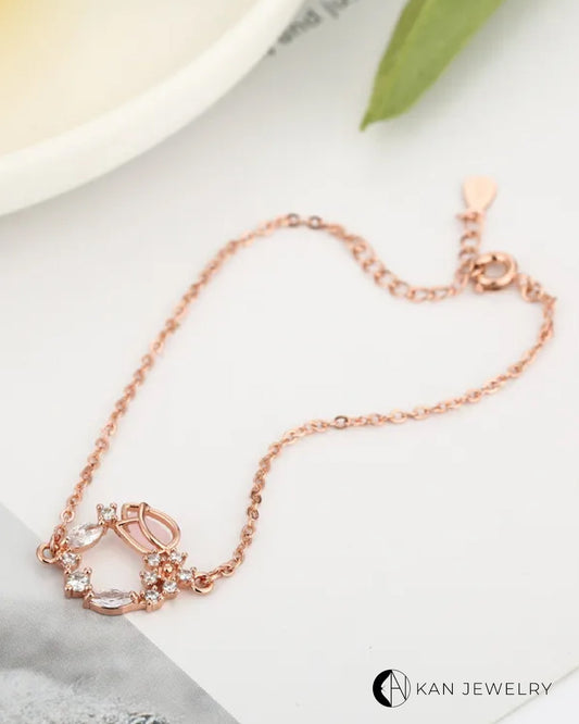Pulsera de tulipán Oro Rosa con cristal de ópalo