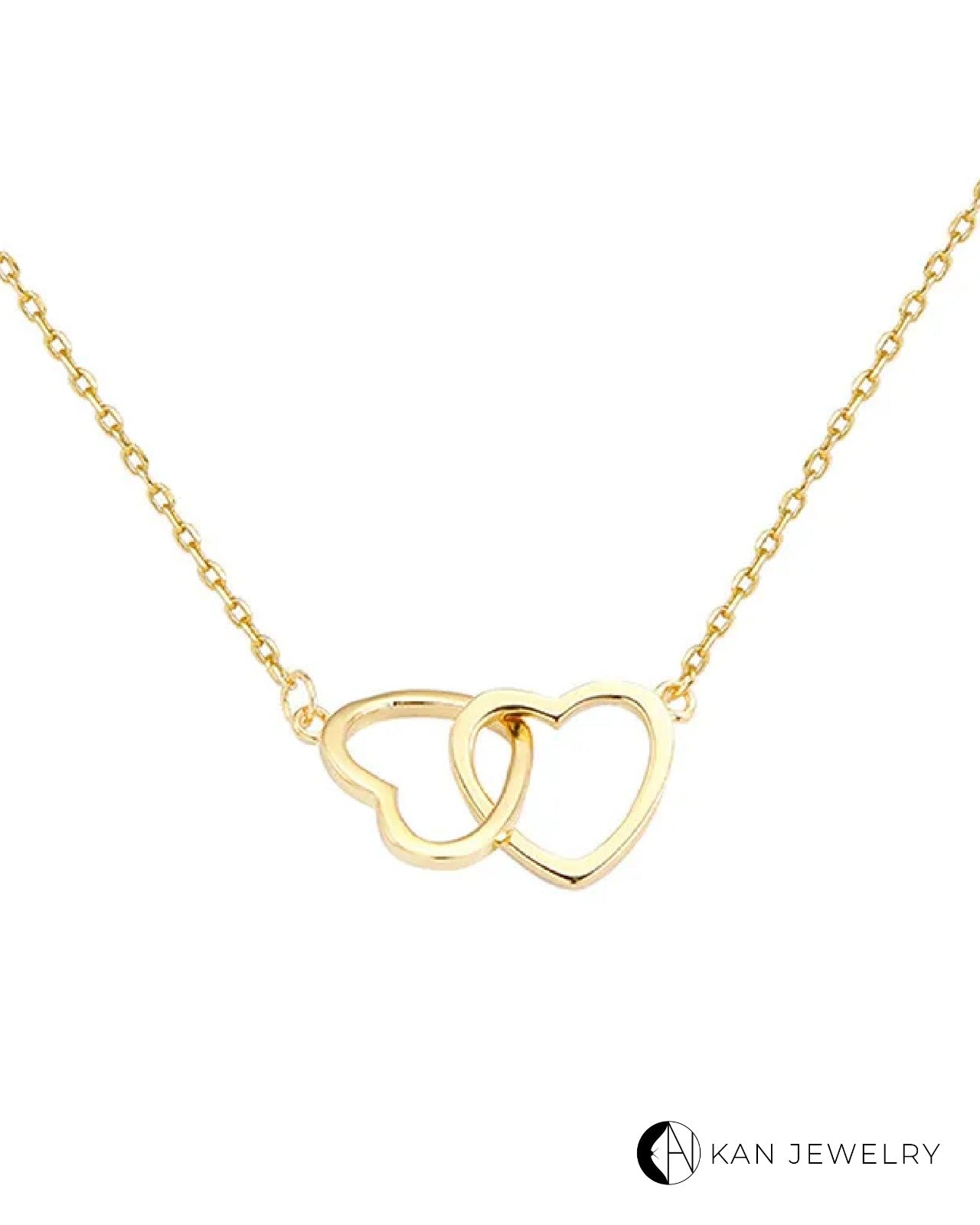 Collar de corazón entrelazado Dorado y plateado
