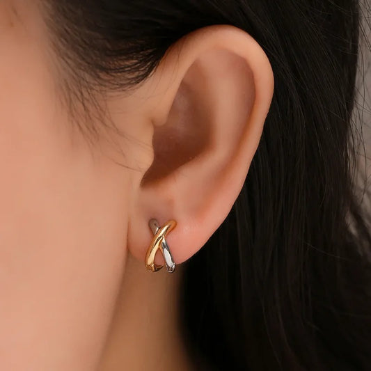 Aretes cobinados oro y plata chapado en oro