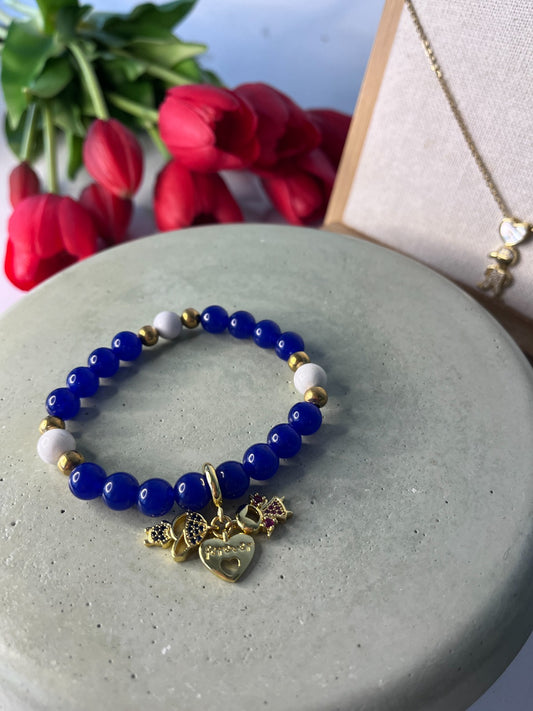 Pulsera De Piedra Jade Con Dije Childs