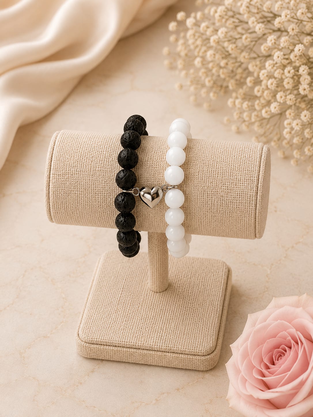 Pulseras de pareja con piedras naturales