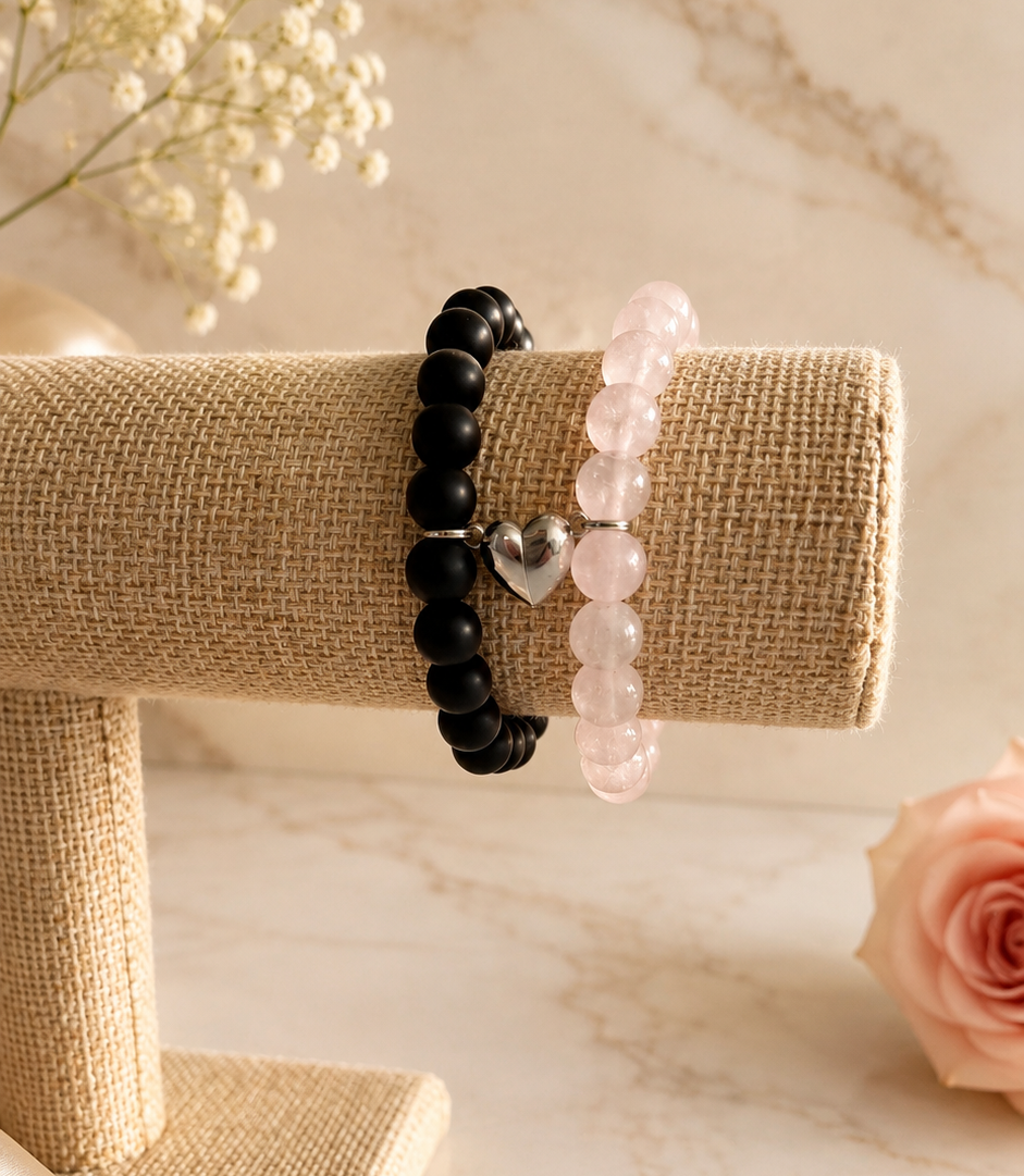 Pulseras de pareja con piedras naturales